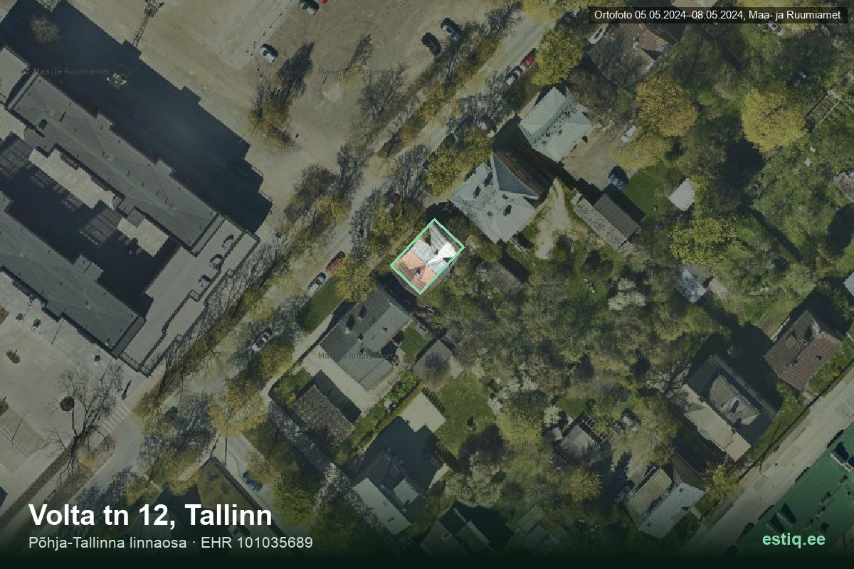 Volta tänav 12, Tallinn – aerial photo of the building, outline from the Building Register (EHR)