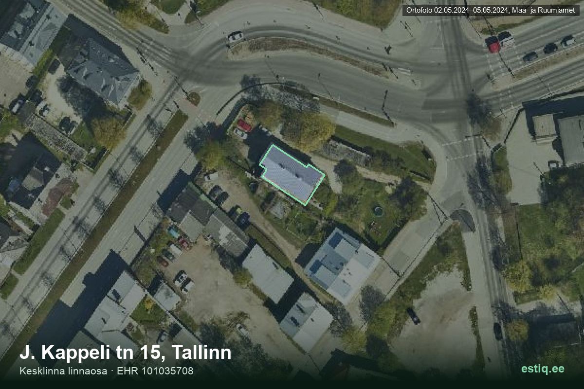 J. Kappeli tänav 15, Tallinn – aerial photo of the building, outline from the Building Register (EHR)