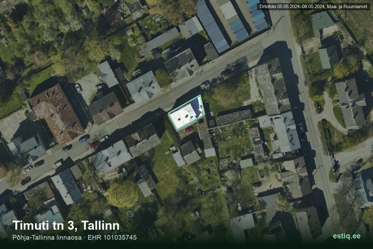 Timuti tänav 3, Tallinn – hoone aerofoto, kontuur ehitisregistri (EHR) andmetest