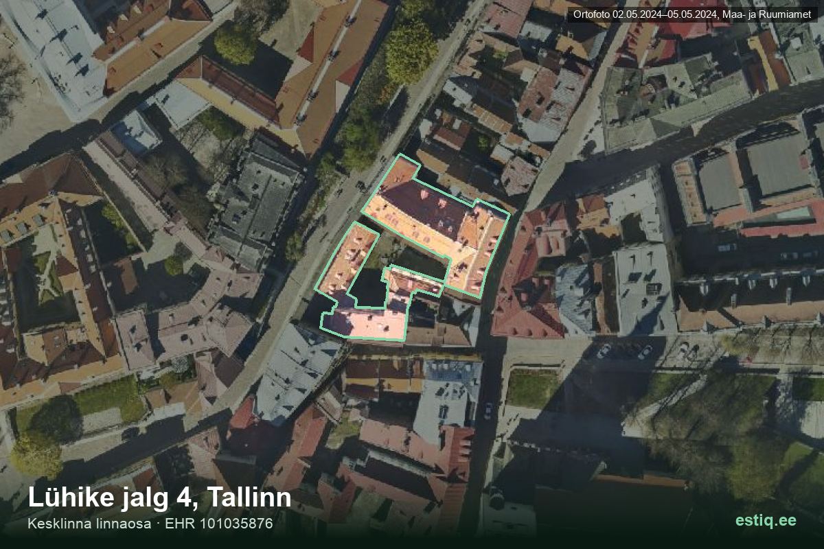Lühike jalg 4, Tallinn – hoone aerofoto, kontuur ehitisregistri (EHR) andmetest