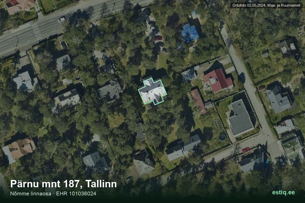 Pärnu mnt 187, Tallinn – aerial photo of the building, outline from the Building Register (EHR)