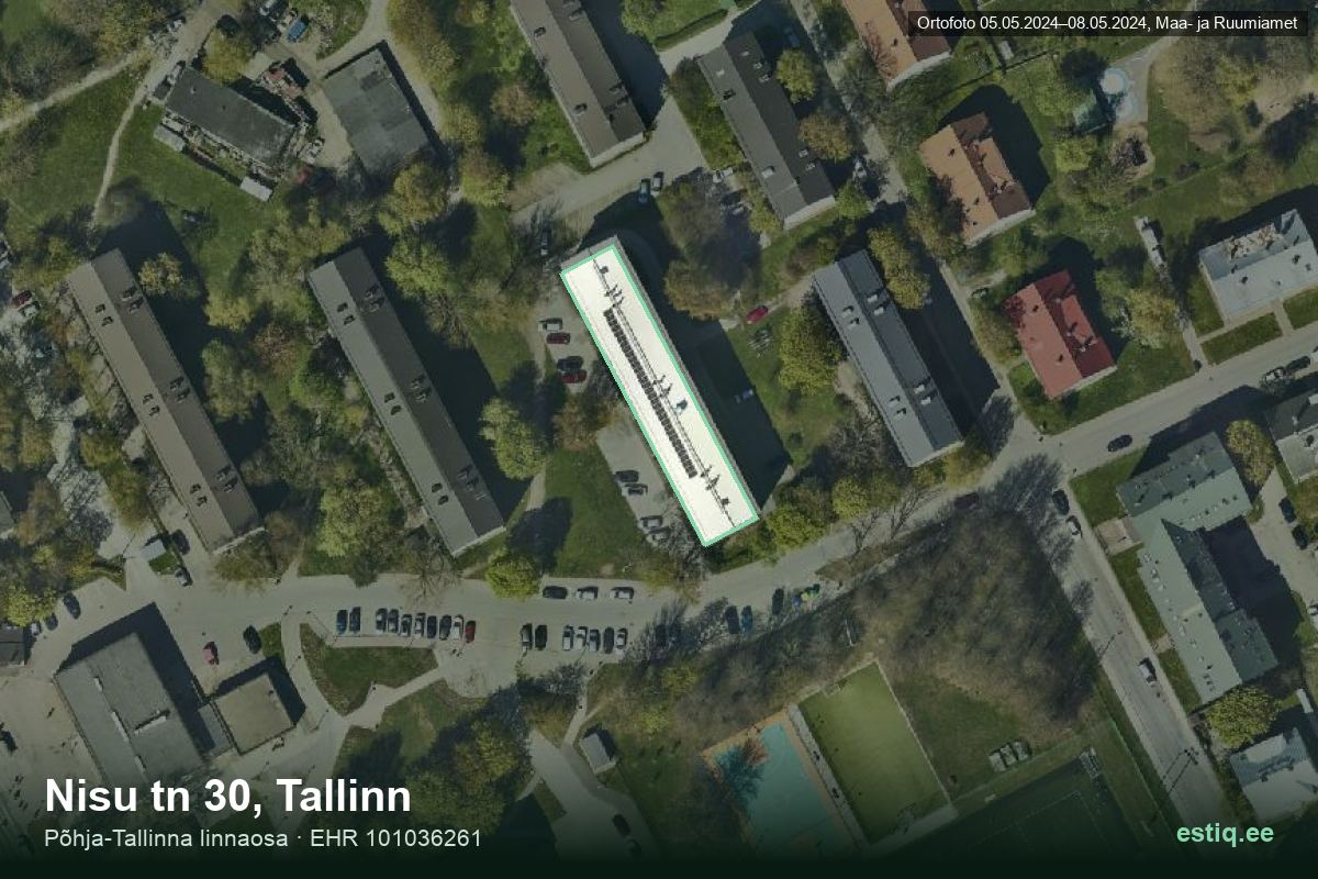 Nisu tänav 30, Tallinn – hoone aerofoto, kontuur ehitisregistri (EHR) andmetest