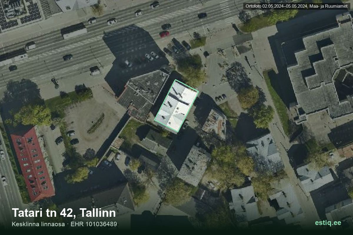 Tatari tänav 42, Tallinn – ilmakuva rakennuksesta, ääriviiva rakennusrekisteristä (EHR)