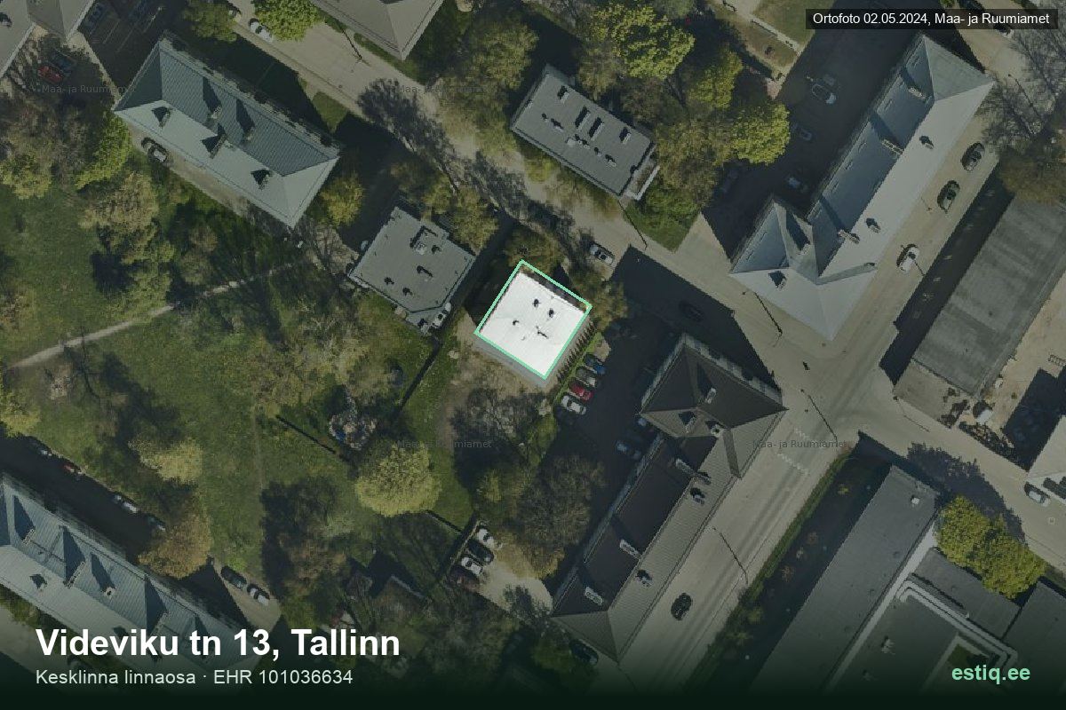 Videviku tänav 13, Tallinn – ilmakuva rakennuksesta, ääriviiva rakennusrekisteristä (EHR)