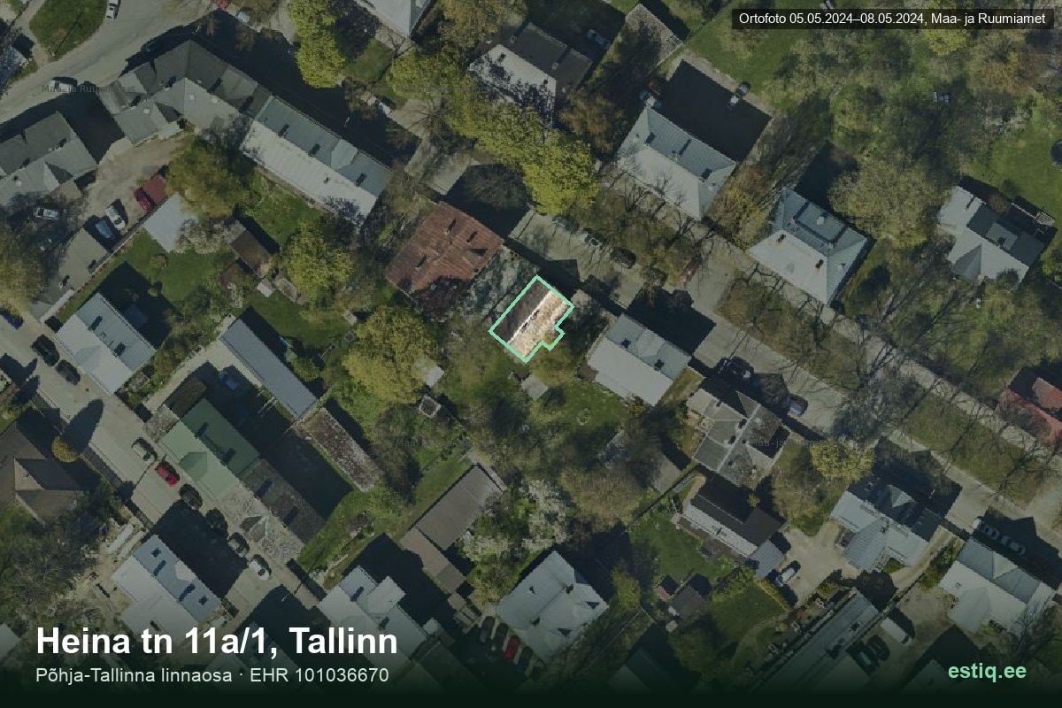 Heina tänav 11a/1, Tallinn – ilmakuva rakennuksesta, ääriviiva rakennusrekisteristä (EHR)