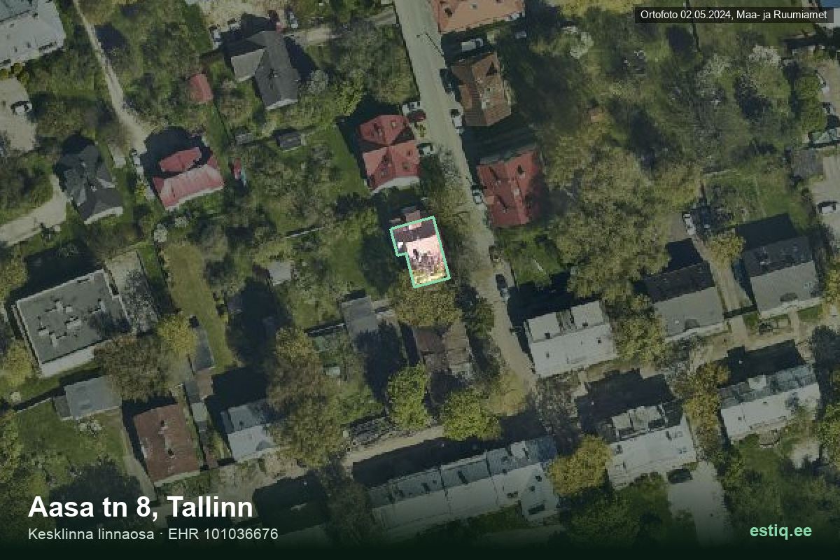 Aasa tänav 8, Tallinn – hoone aerofoto, kontuur ehitisregistri (EHR) andmetest