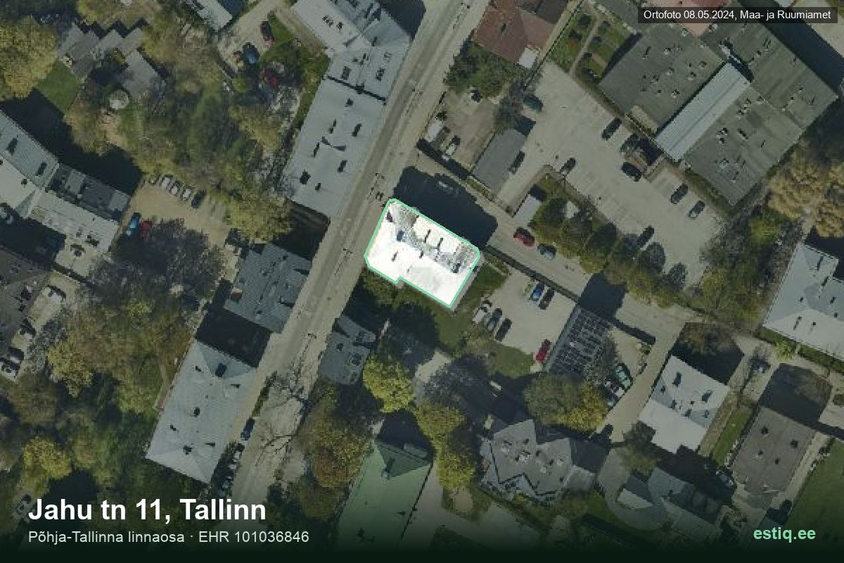 Jahu tänav 11, Tallinn – hoone aerofoto, kontuur ehitisregistri (EHR) andmetest