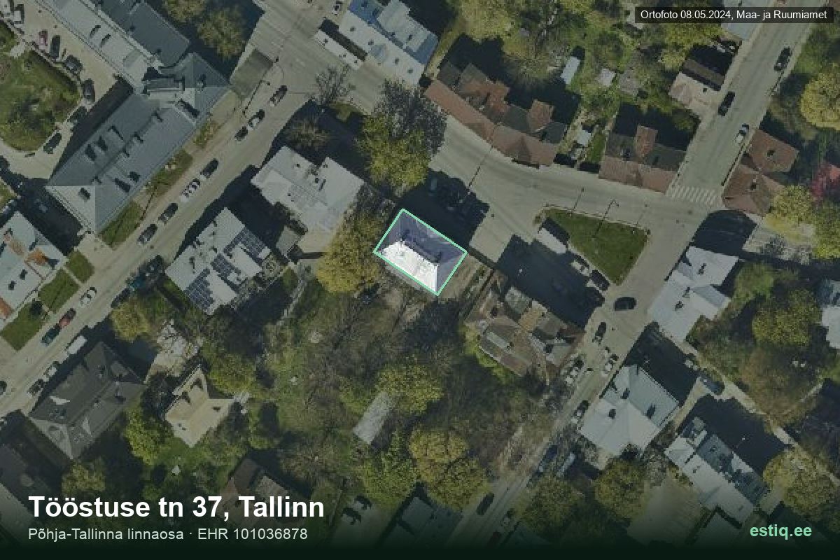 Tööstuse tänav 37, Tallinn – hoone aerofoto, kontuur ehitisregistri (EHR) andmetest