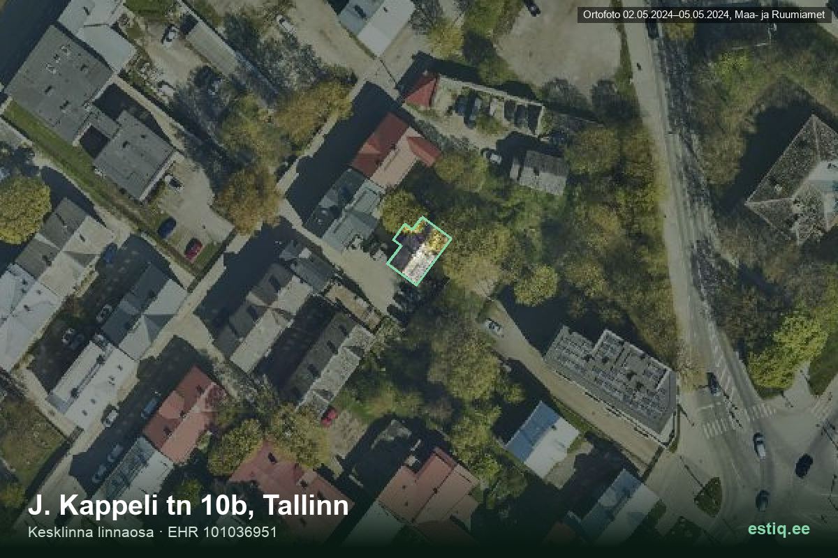 J. Kappeli tänav 10b, Tallinn – aerial photo of the building, outline from the Building Register (EHR)