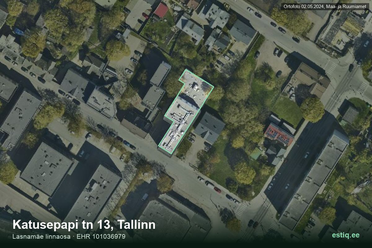 Katusepapi tn 13, Tallinn – aerial photo of the building, outline from the Building Register (EHR)