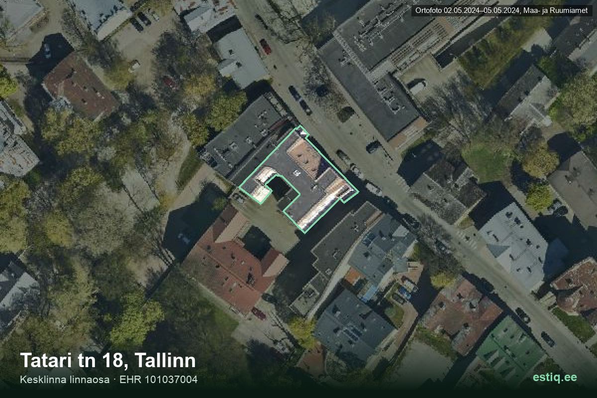 Tatari tänav 18, Tallinn – hoone aerofoto, kontuur ehitisregistri (EHR) andmetest