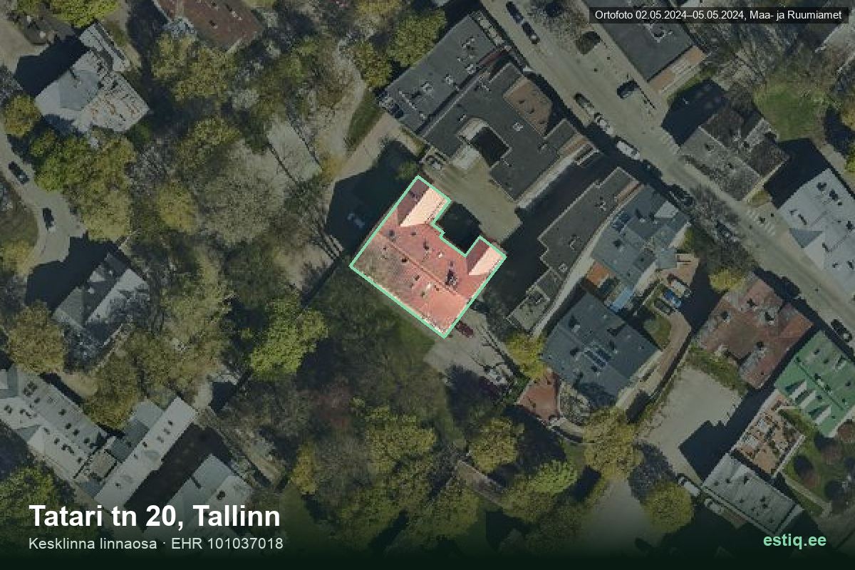 Tatari tänav 20, Tallinn – hoone aerofoto, kontuur ehitisregistri (EHR) andmetest