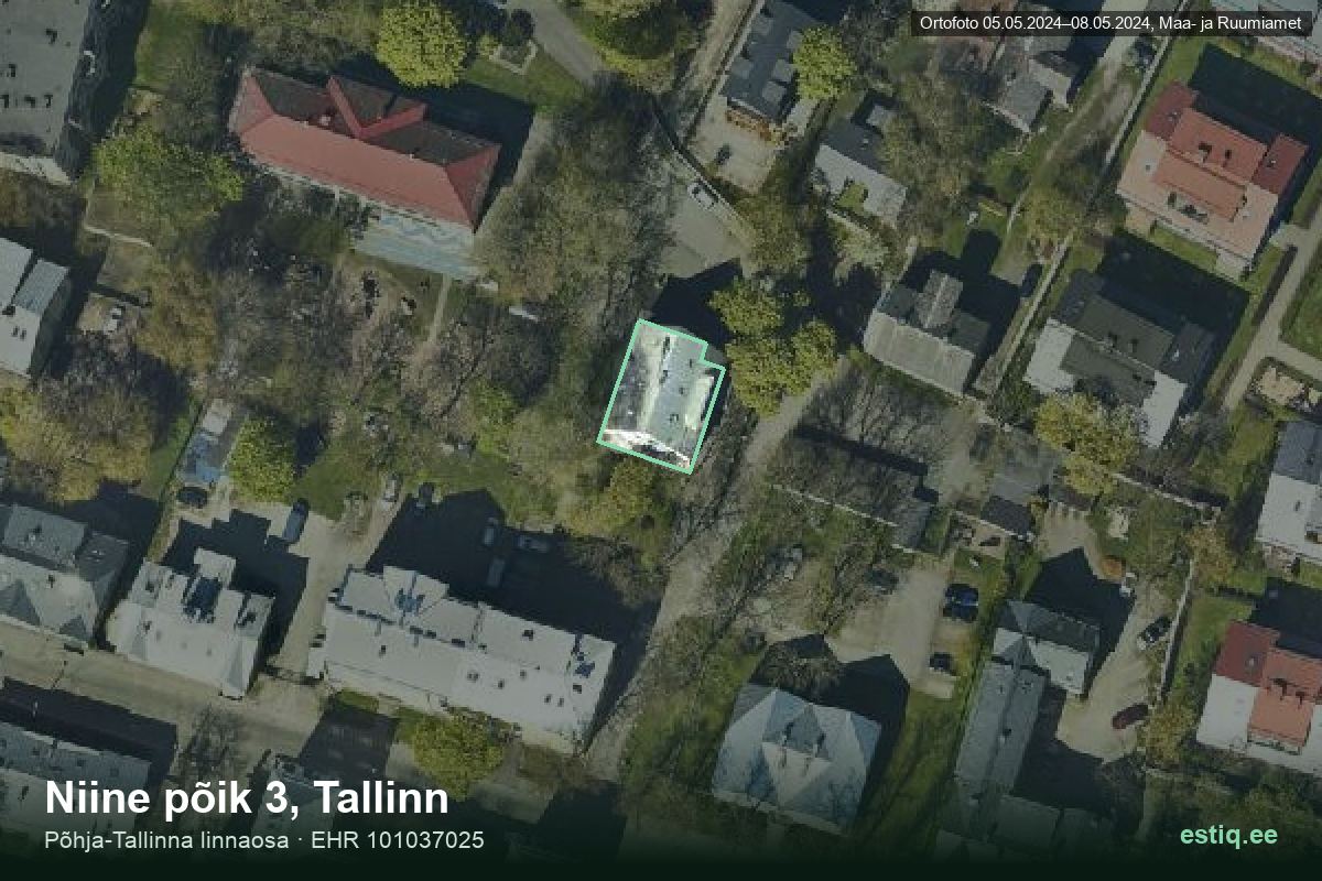 Niine põik 3, Tallinn – aerial photo of the building, outline from the Building Register (EHR)