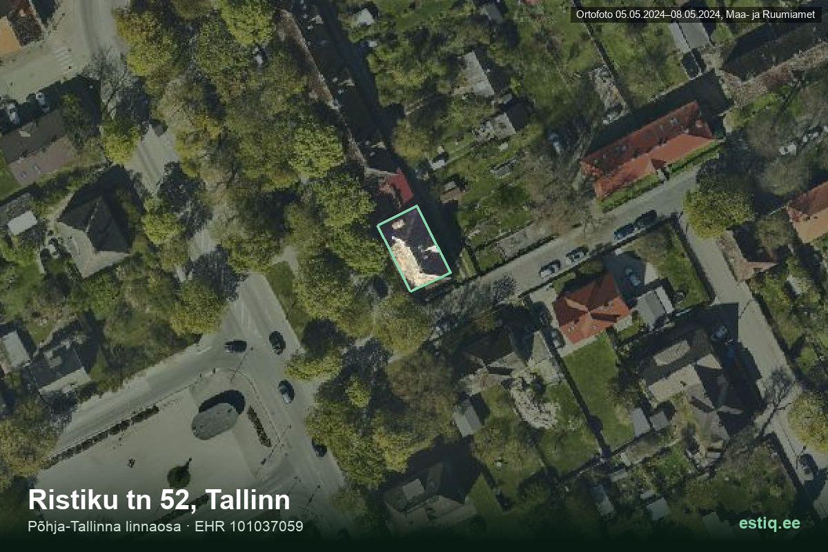 Ristiku tänav 52, Tallinn – aerial photo of the building, outline from the Building Register (EHR)