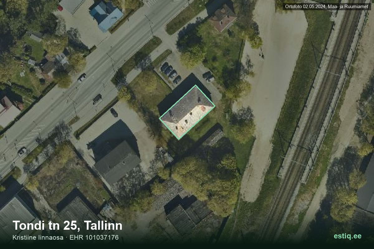Tondi tänav 25, Tallinn – hoone aerofoto, kontuur ehitisregistri (EHR) andmetest