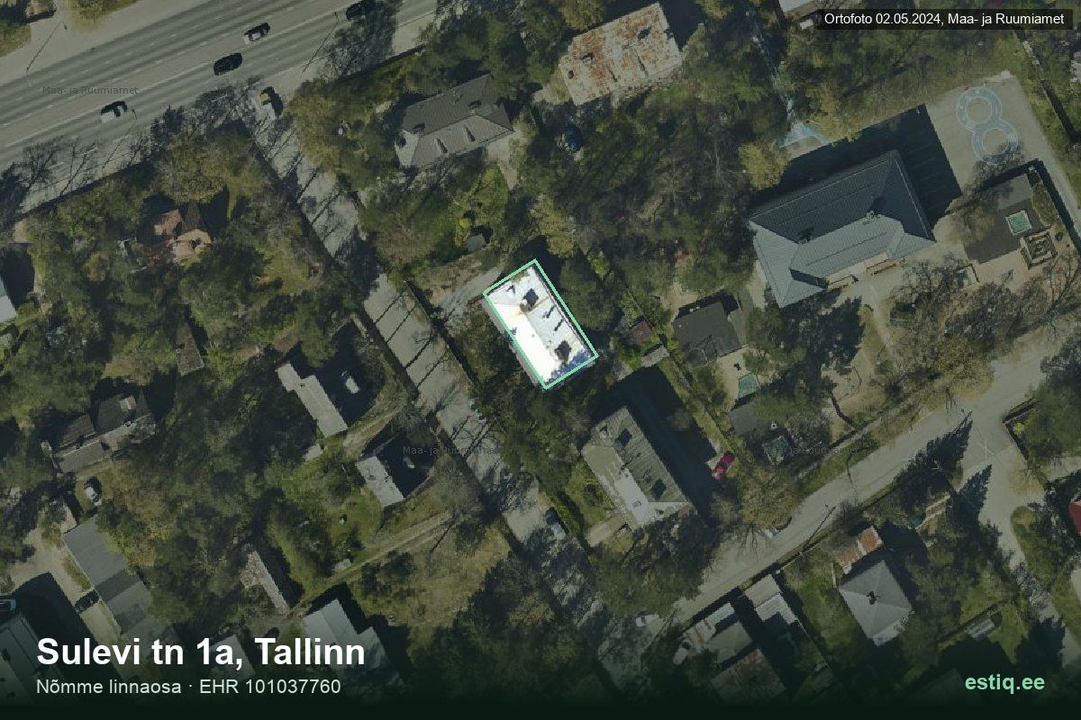Sulevi tänav 1a, Tallinn – hoone aerofoto, kontuur ehitisregistri (EHR) andmetest