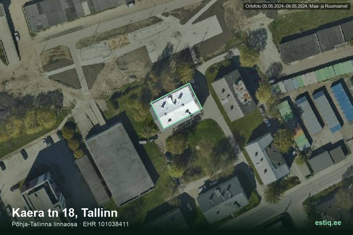 Kaera tänav 18, Tallinn – hoone aerofoto, kontuur ehitisregistri (EHR) andmetest