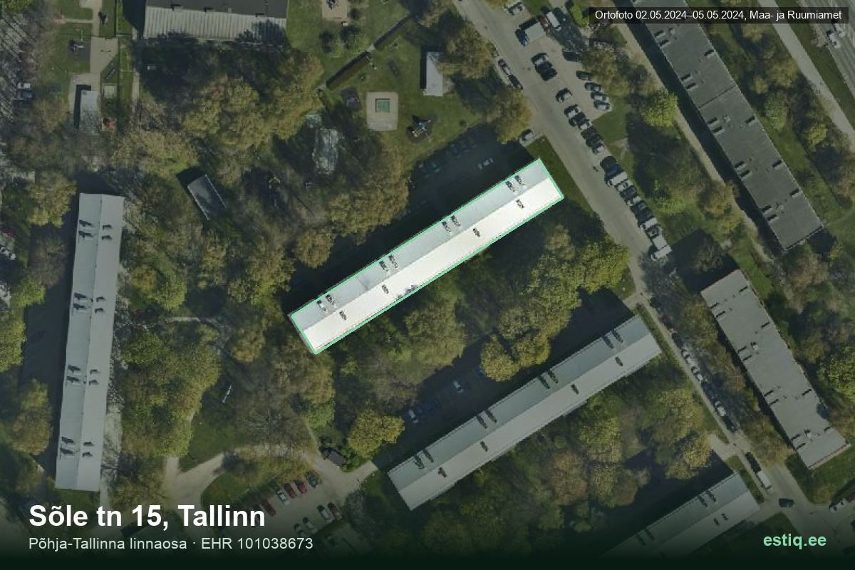 Sõle tänav 15, Tallinn – hoone aerofoto, kontuur ehitisregistri (EHR) andmetest