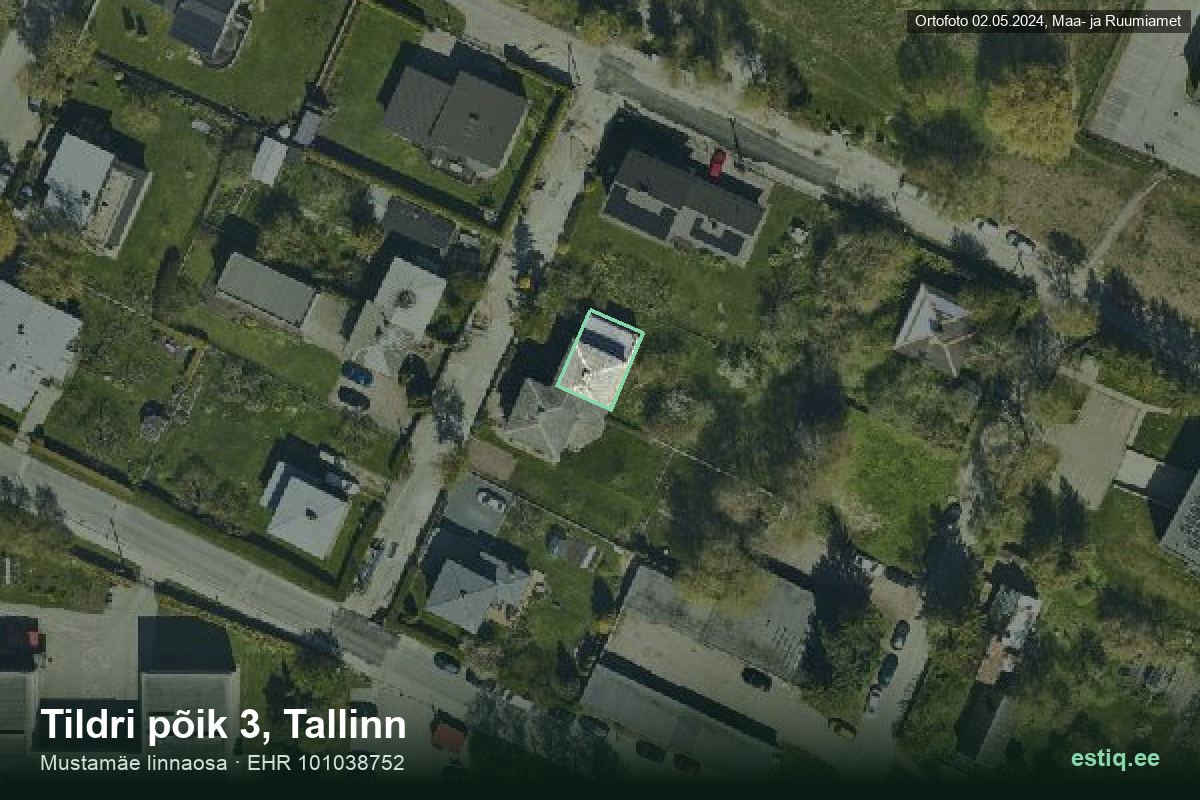 Tildri põik 3, Tallinn – hoone aerofoto, kontuur ehitisregistri (EHR) andmetest