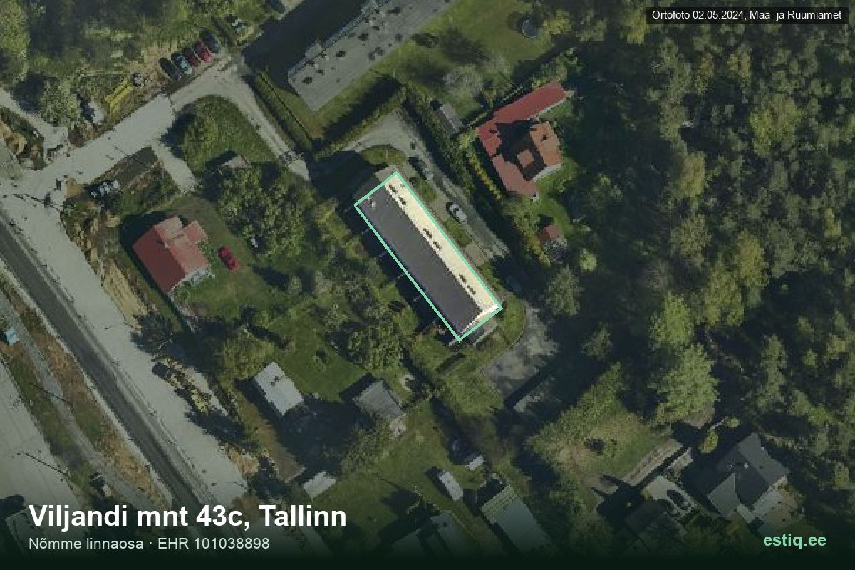 Viljandi mnt 43c, Tallinn – hoone aerofoto, kontuur ehitisregistri (EHR) andmetest