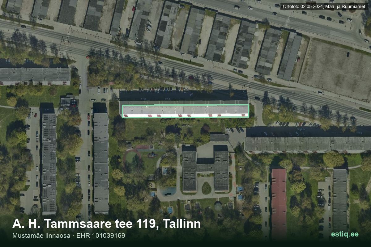 A. H. Tammsaare tee 119, Tallinn – hoone aerofoto, kontuur ehitisregistri (EHR) andmetest