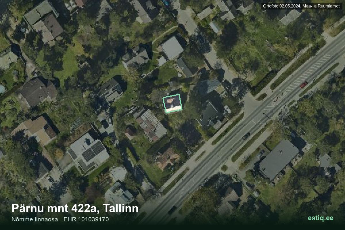 Pärnu mnt 422a, Tallinn – hoone aerofoto, kontuur ehitisregistri (EHR) andmetest