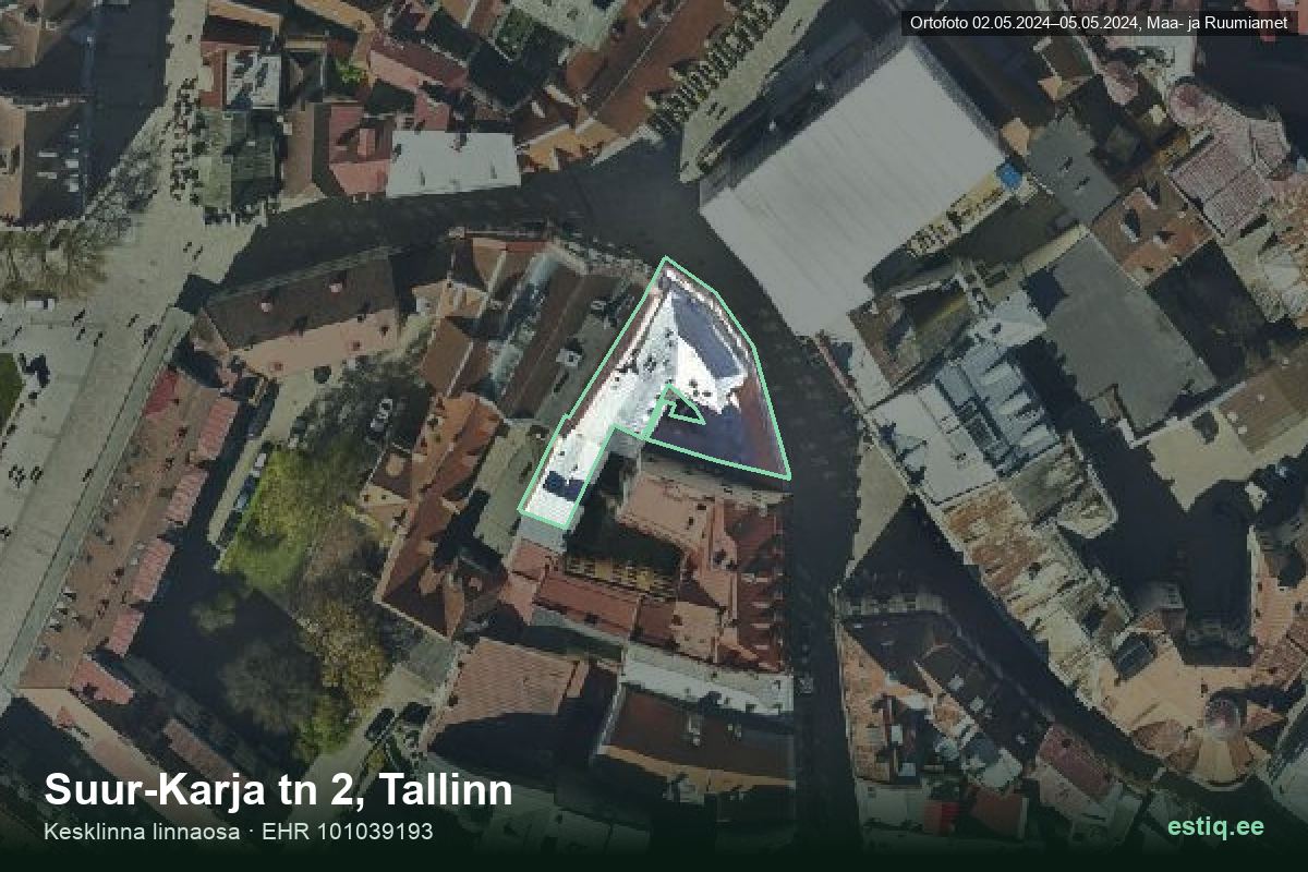 Suur-Karja tänav 2, Tallinn – aerial photo of the building, outline from the Building Register (EHR)