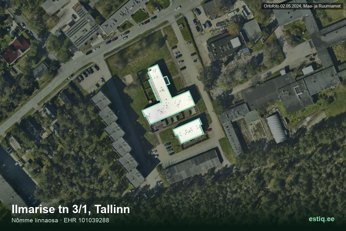 Ilmarise tänav 3/1, Tallinn – ilmakuva rakennuksesta, ääriviiva rakennusrekisteristä (EHR)