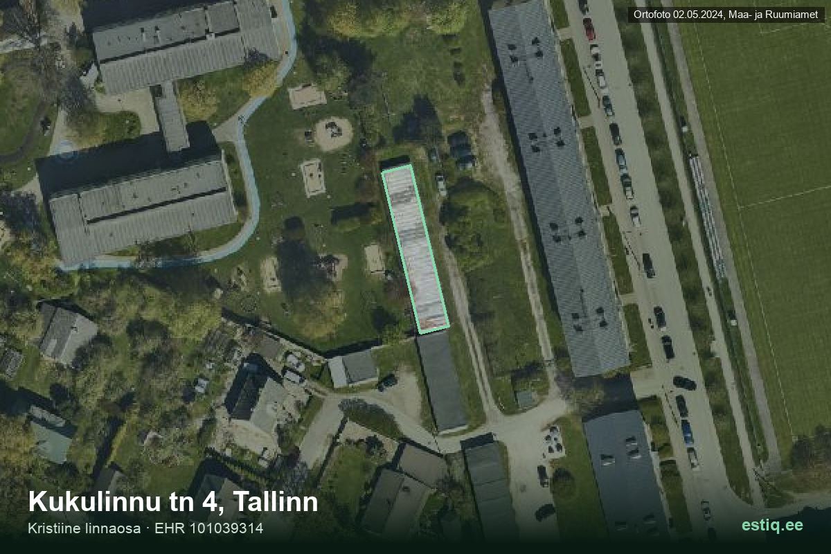 Kukulinnu tn 4, Tallinn – aerial photo of the building, outline from the Building Register (EHR)