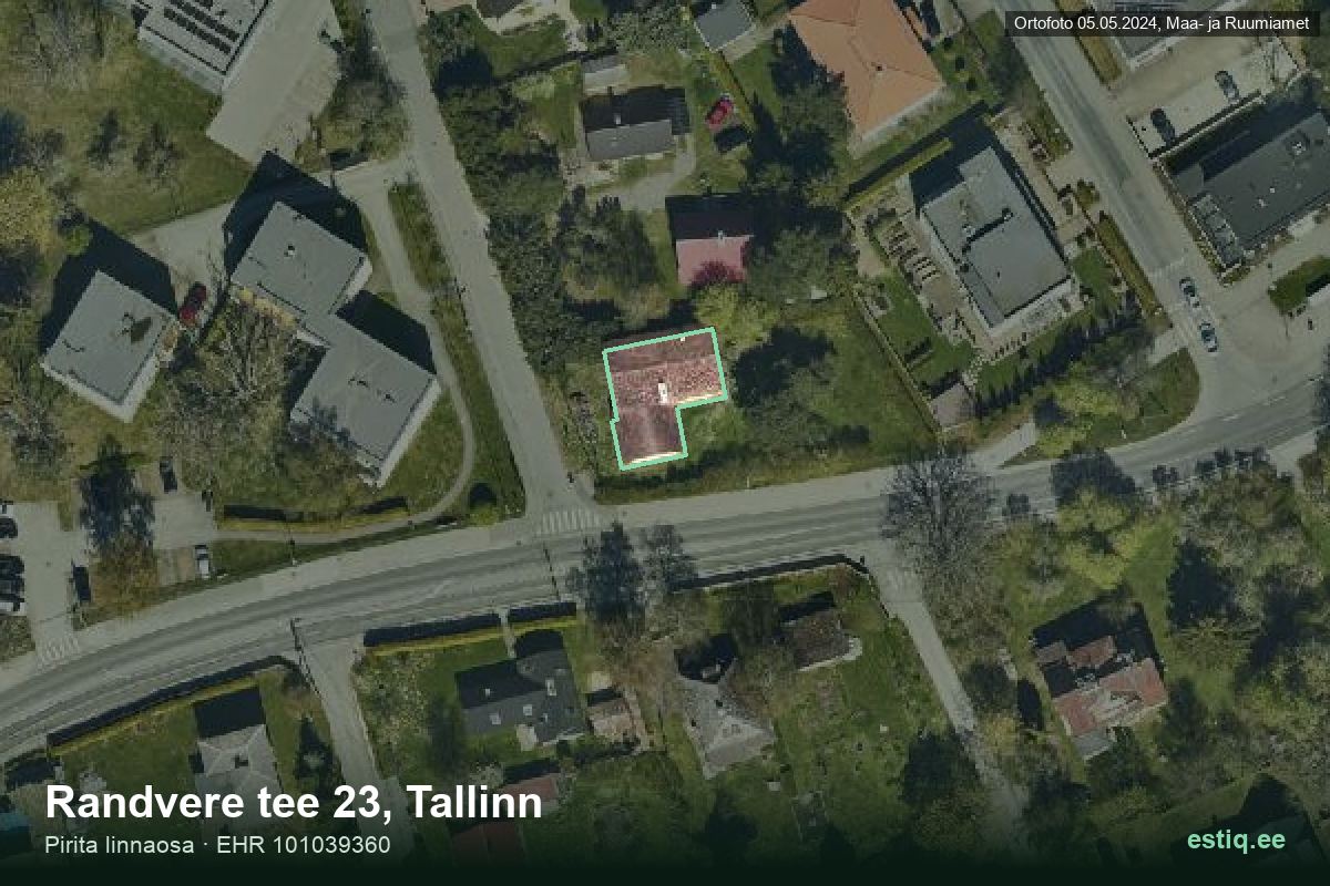 Randvere tee 23, Tallinn – hoone aerofoto, kontuur ehitisregistri (EHR) andmetest