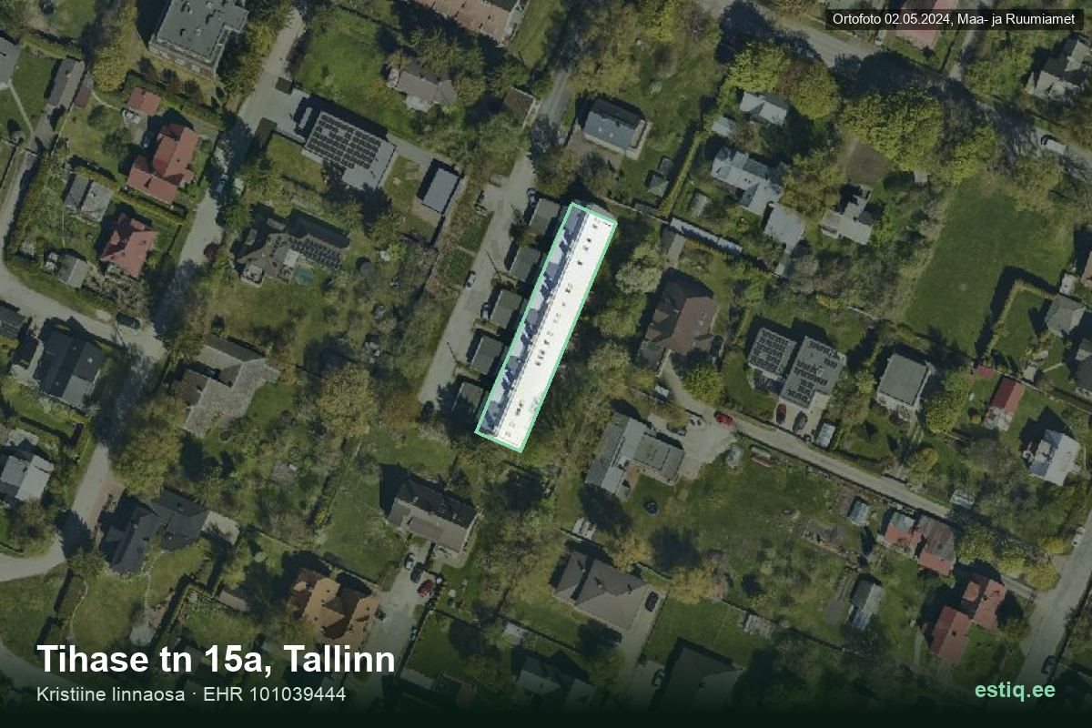 Tihase tänav 15a, Tallinn – aerial photo of the building, outline from the Building Register (EHR)
