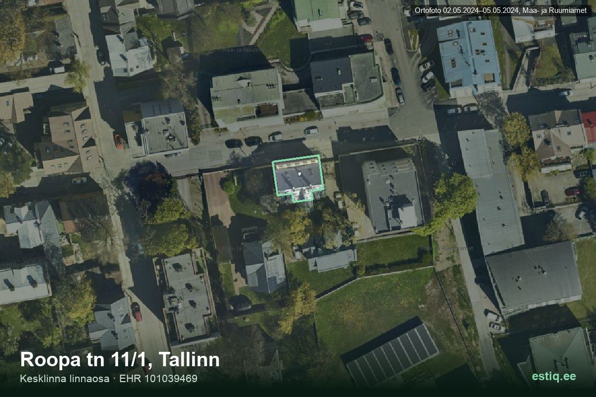 Roopa tänav 11/1, Tallinn – ilmakuva rakennuksesta, ääriviiva rakennusrekisteristä (EHR)