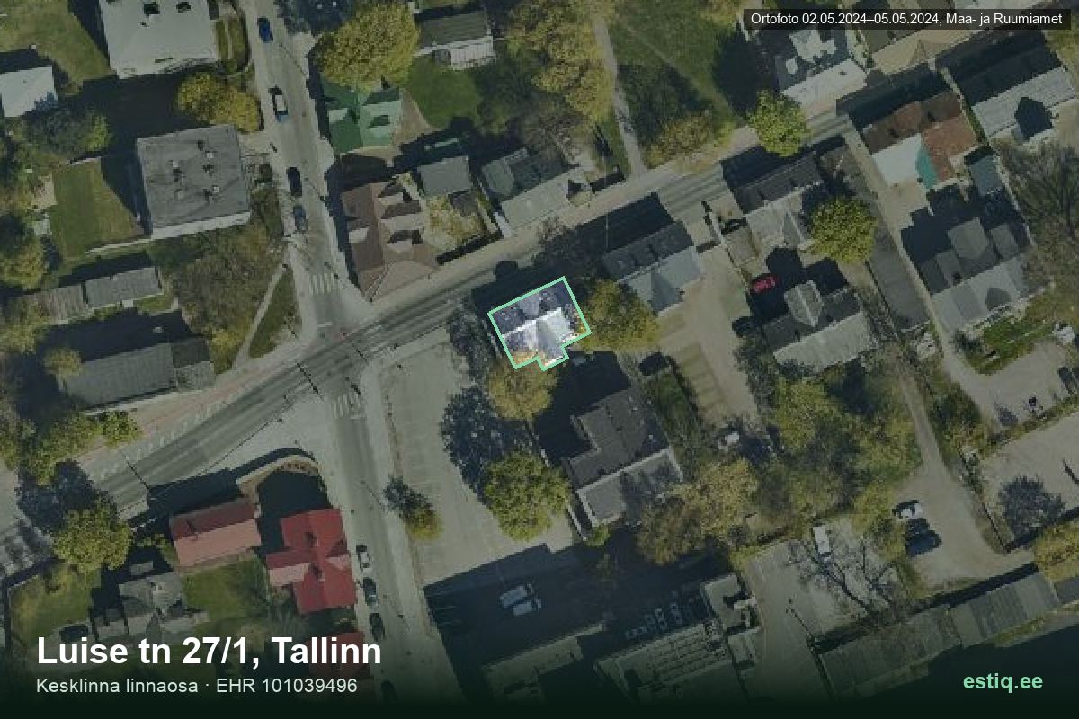 Luise tänav 27/1, Tallinn – ilmakuva rakennuksesta, ääriviiva rakennusrekisteristä (EHR)