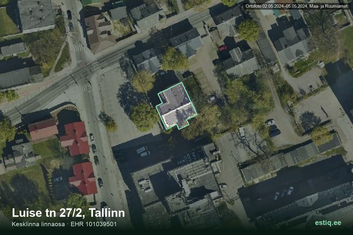 Luise tänav 27/2, Tallinn – ilmakuva rakennuksesta, ääriviiva rakennusrekisteristä (EHR)