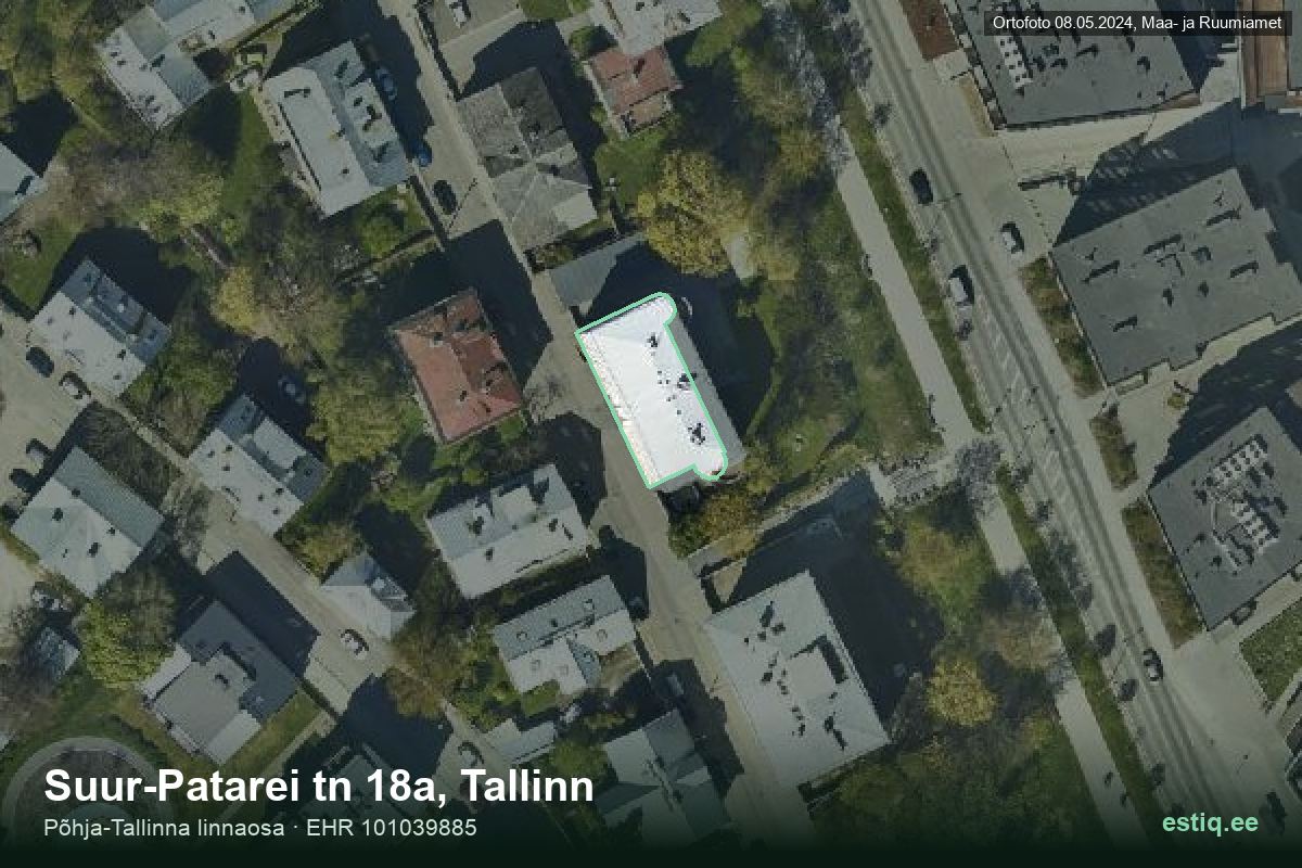 Suur-Patarei tänav 18a, Tallinn – aerial photo of the building, outline from the Building Register (EHR)