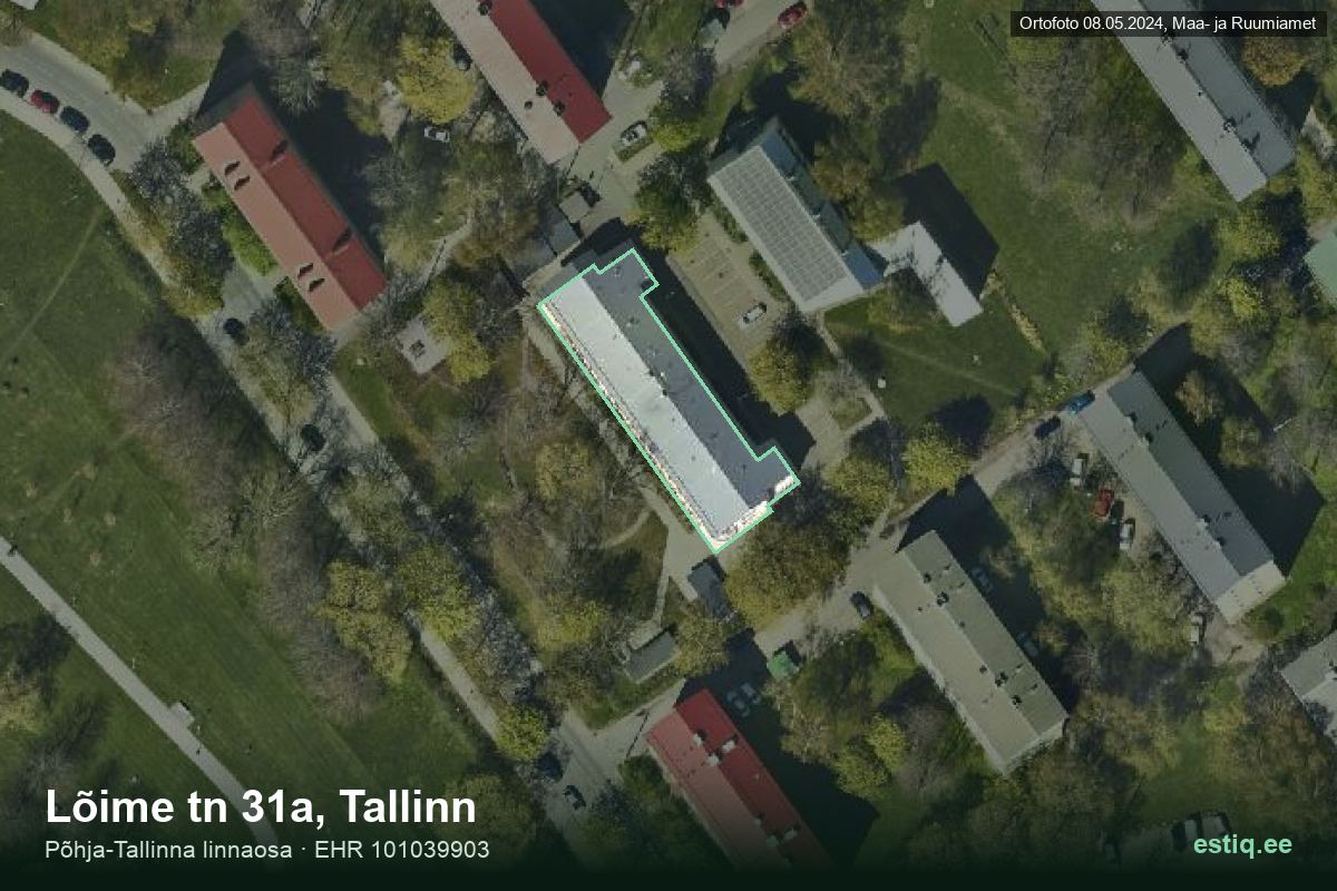 Lõime tänav 31a, Tallinn – hoone aerofoto, kontuur ehitisregistri (EHR) andmetest