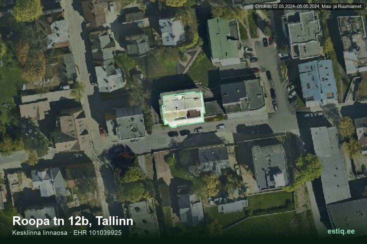 Roopa tänav 12b, Tallinn – hoone aerofoto, kontuur ehitisregistri (EHR) andmetest