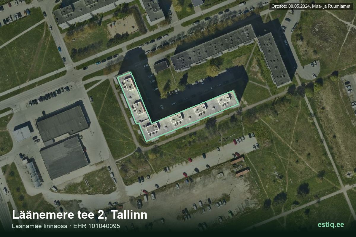 Läänemere tee 2, Tallinn – hoone aerofoto, kontuur ehitisregistri (EHR) andmetest