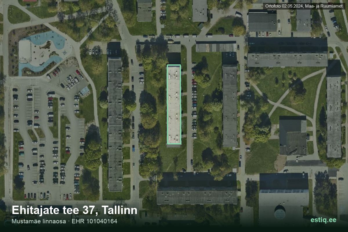 Ehitajate tee 37, Tallinn – hoone aerofoto, kontuur ehitisregistri (EHR) andmetest