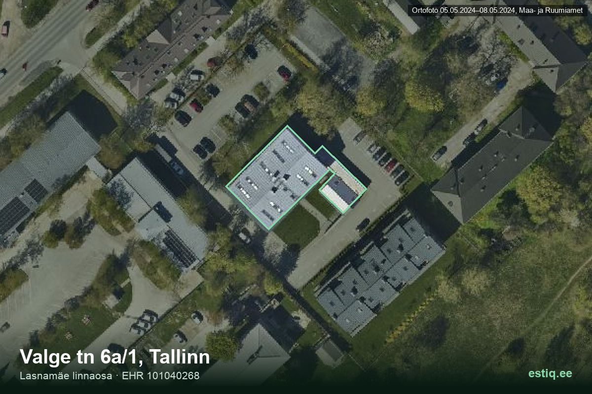 Valge tänav 6a/1, Tallinn – hoone aerofoto, kontuur ehitisregistri (EHR) andmetest