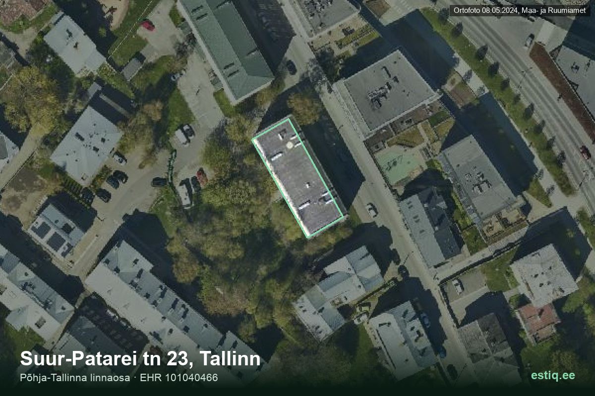 Suur-Patarei tänav 23, Tallinn – hoone aerofoto, kontuur ehitisregistri (EHR) andmetest