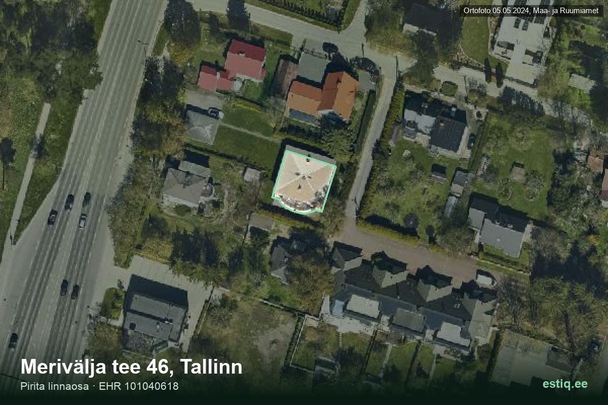 Merivälja tee 46, Tallinn – hoone aerofoto, kontuur ehitisregistri (EHR) andmetest