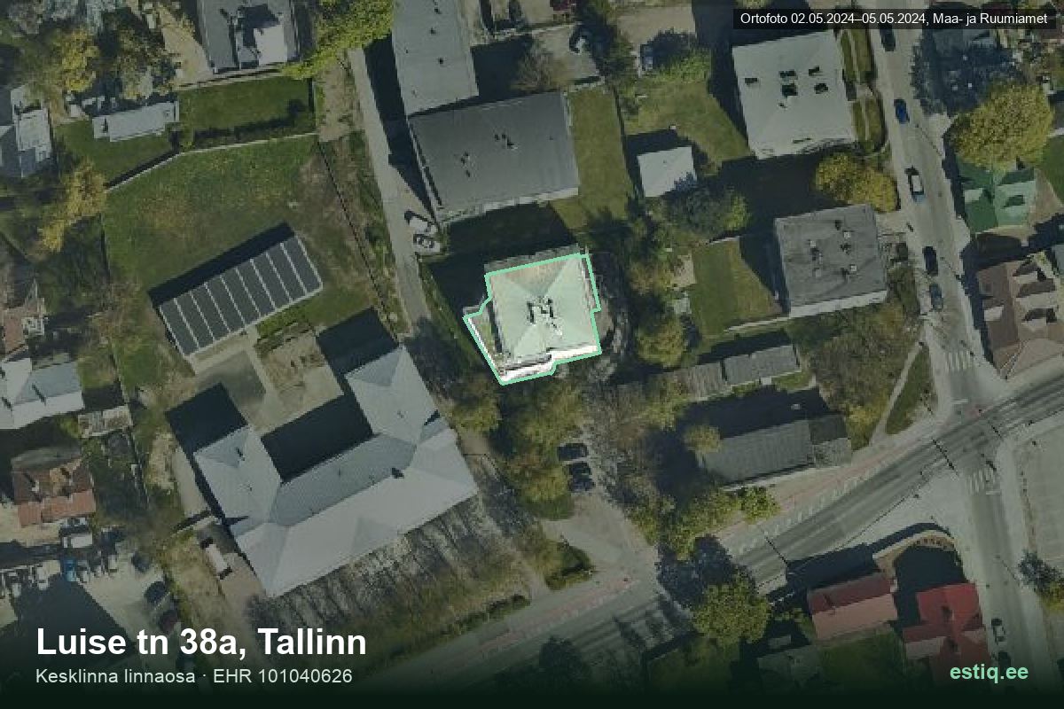 Luise tänav 38a, Tallinn – aerial photo of the building, outline from the Building Register (EHR)