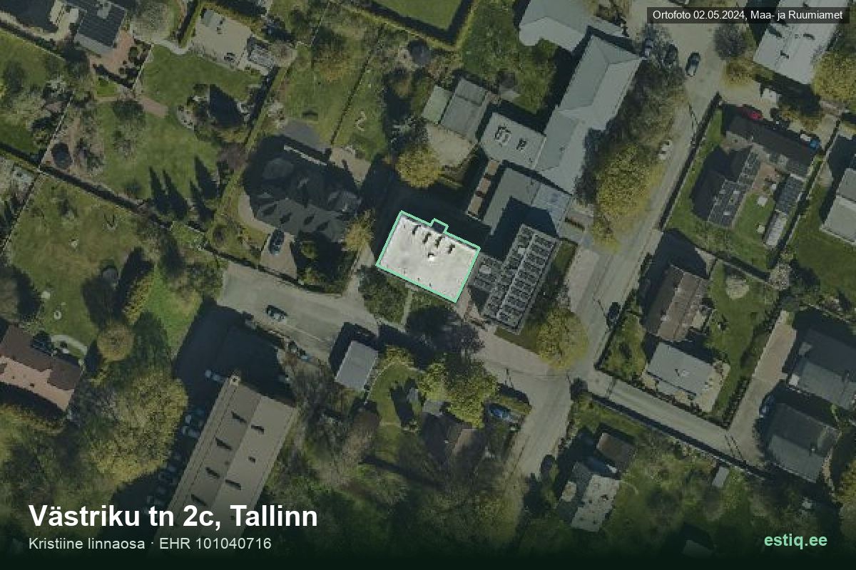 Västriku tänav 2c, Tallinn – ilmakuva rakennuksesta, ääriviiva rakennusrekisteristä (EHR)