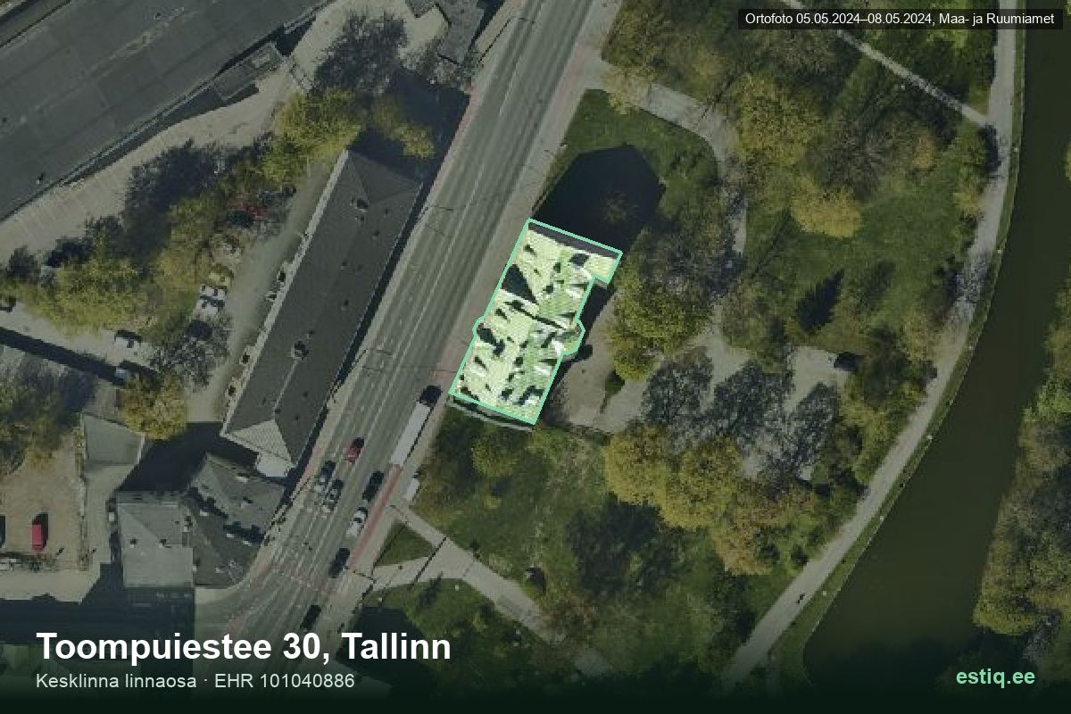 Toompuiestee 30, Tallinn – ilmakuva rakennuksesta, ääriviiva rakennusrekisteristä (EHR)