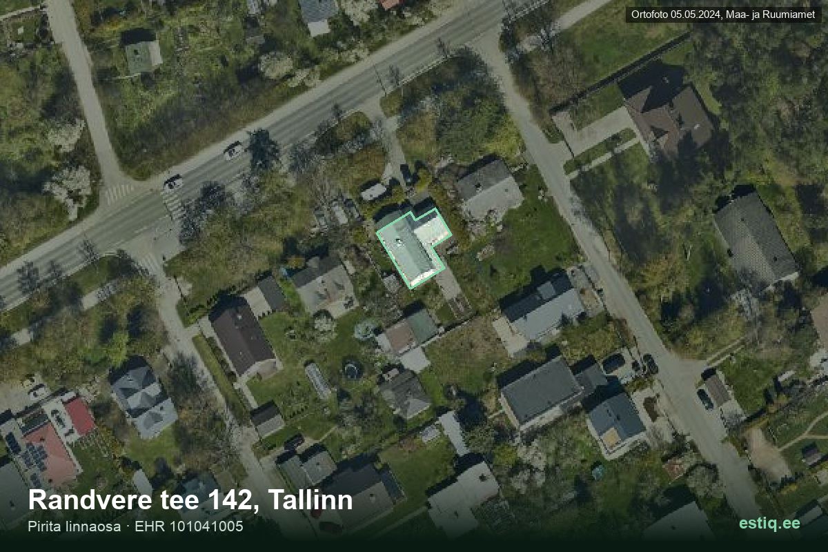 Randvere tee 142, Tallinn – hoone aerofoto, kontuur ehitisregistri (EHR) andmetest