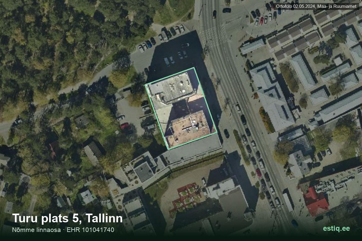 Turu plats 5, Tallinn – hoone aerofoto, kontuur ehitisregistri (EHR) andmetest