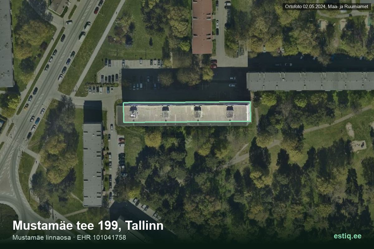 Mustamäe tee 199, Tallinn – ilmakuva rakennuksesta, ääriviiva rakennusrekisteristä (EHR)