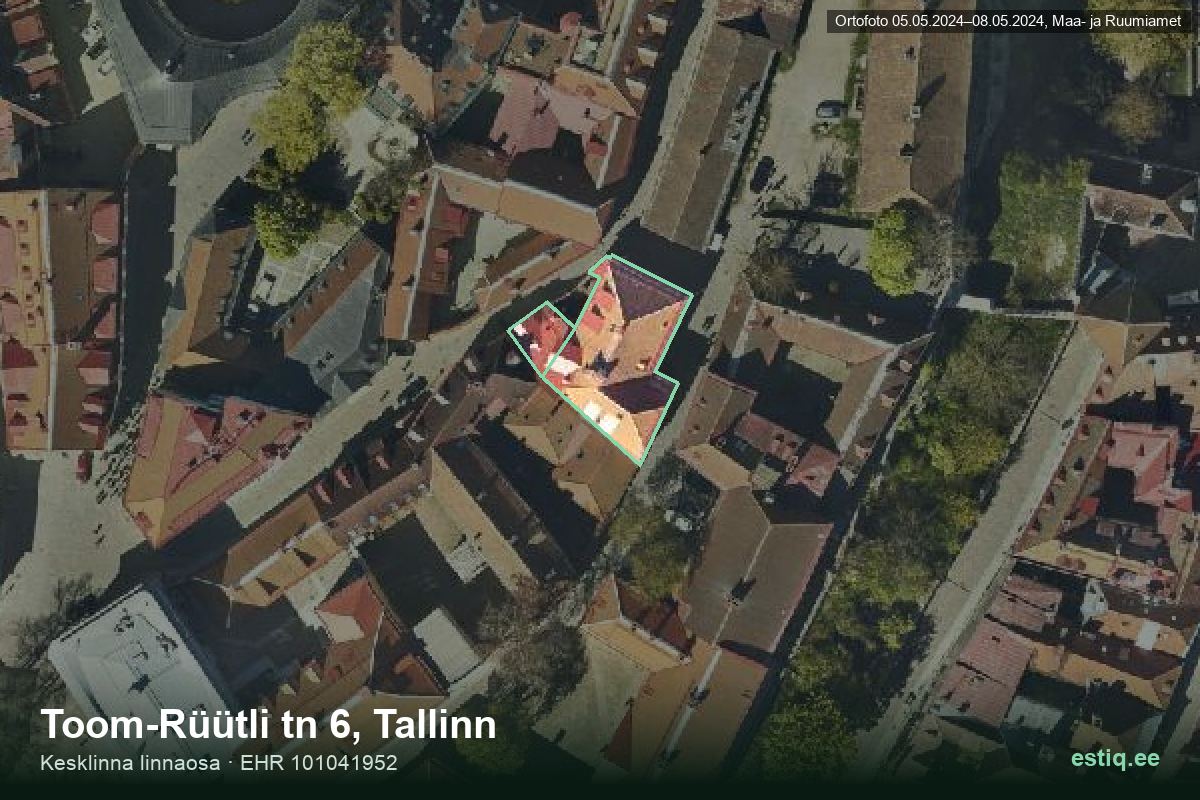 Kohtu tänav 5, Tallinn – ilmakuva rakennuksesta, ääriviiva rakennusrekisteristä (EHR)