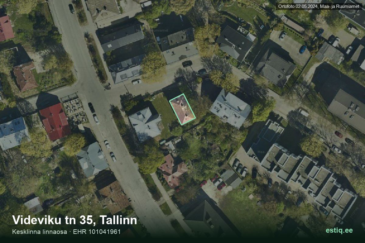 Videviku tänav 35, Tallinn – ilmakuva rakennuksesta, ääriviiva rakennusrekisteristä (EHR)